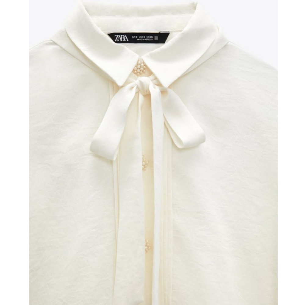 Zara Satin Shirt with Rhinestones - Picture 1 of 7
